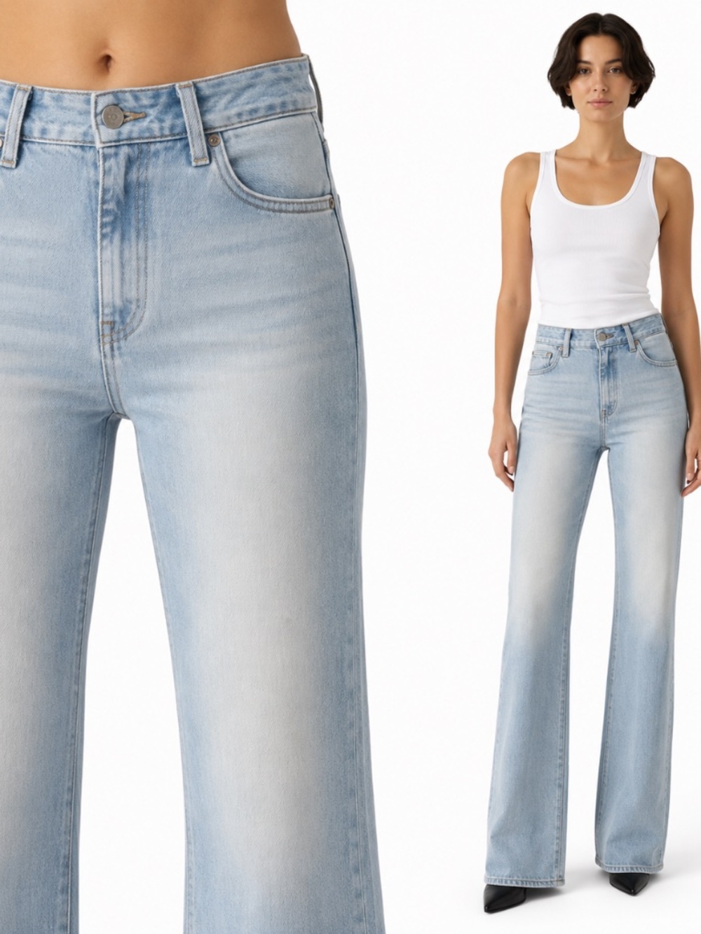 Levi's Ribcage Wide Leg High Rise Jeans Medium Wash 27x32 NWT 70s Flare Vintage